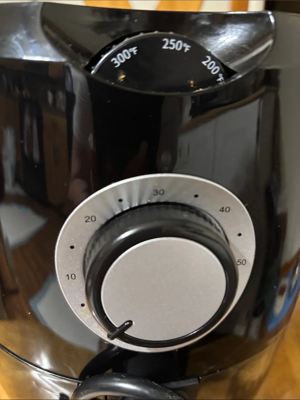 Black Air Fryer with Silver Dial and Handle - Compact Countertop Cooker